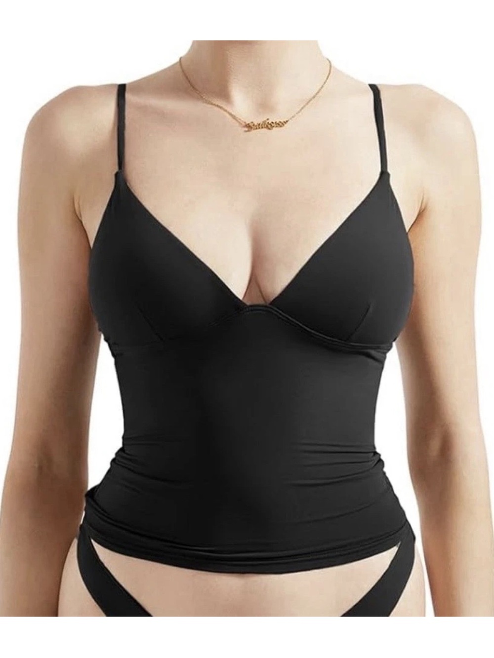 Everyday Black Slimming Tank with Built-In Bra